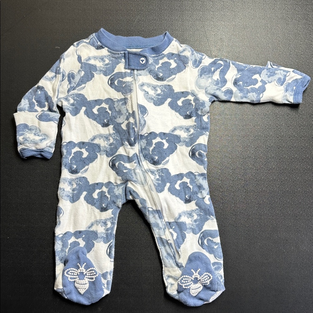 Burt’s Bees Baby Organic Cotton Moonlight Clouds Footed Pajama NB